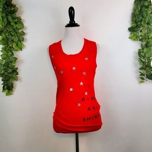 SoulCycle Rise & Shine Silver Star Red Muscle Sleeveless Tank Top, xsmall xs